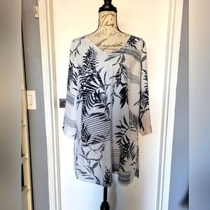 Marina Rinaldi Italy Botanical Print Long Blouse Plus‎ Size 18